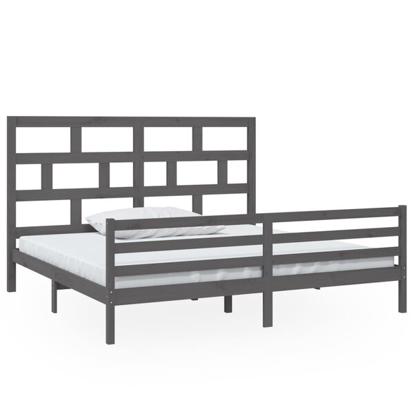 vidaXL Cadre de lit sans matelas gris bois massif 200x200 cm