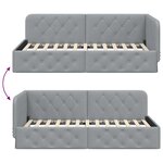 vidaXL Cadre de lit d'angle Gris clair 100 x 200 cm tissu