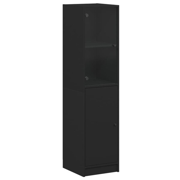 vidaXL Buffet avec porte en verre noir 35x37x142 cm