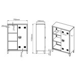 Casier de bureau armoire meuble de rangement pour bureau atelier chambre acier de bureau métallique à 2 portes 110 x 75 x 33 cm noir mat 03_0006335