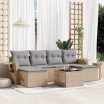 vidaXL Salon de jardin avec coussins 7 Pièces beige résine tressée