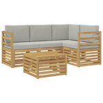 vidaXL Ensemble de canapés d'extérieur 5 pc Blanc et gris clair