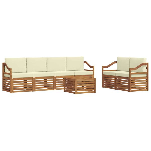 vidaXL Ensemble de canapés d'extérieur 7 pc Naturel et Crème