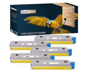 Qualitoner x5 toners 43487712 (noir x2 + cyan + magenta + jaune) compatible pour oki