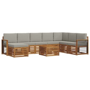 vidaXL Ensemble de canapés d'extérieur 9 Pièces Gris Naturel et Clair