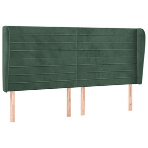 vidaXL Tête de lit avec oreilles Vert foncé 163x23x118/128 cm Velours