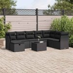 vidaXL Salon de jardin 9 Pièces avec coussins noir résine tressée