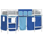 vidaXL Cadre de lit superposé pour enfants avec rideaux Blanc et Bleu