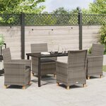vidaXL Ensemble de salle à manger pour jardin 5 Pièces Gris polyrotin