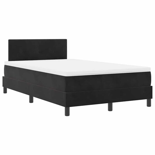 vidaXL Lit à ressort LED avec matelas Noir 120 x 200 cm Velours