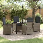 vidaXL Set de jardin de 5 pièces avec coussins en rotin poly gris