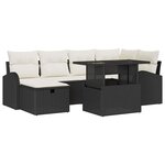 vidaXL Ensemble de canapés de jardin 7 pièces avec coussins en poly rattan noir