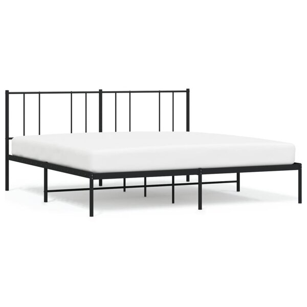 vidaXL Cadre de lit métal sans matelas et tête de lit noir 180x200 cm
