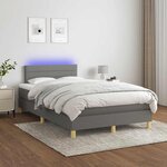 vidaXL Sommier à lattes de lit matelas LED gris foncé 120x190 cm tissu