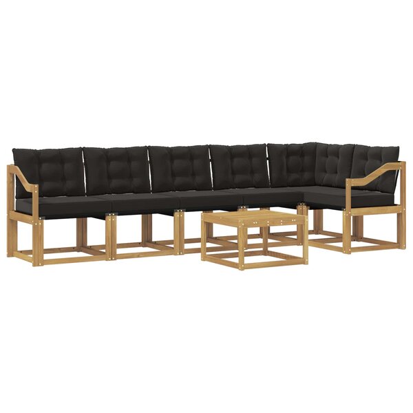vidaXL Ensemble de canapés d'extérieur 7 Pièces Blanc et noir