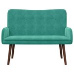 vidaXL Sofa 2 places Turquoise 115 x 61 x 87 cm Velours (V)