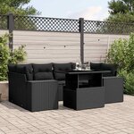vidaXL Salon de jardin 7 Pièces avec coussins noir résine tressée