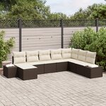 vidaXL Ensemble de canapés de jardin 8 pièces avec coussins en poly rotin marron