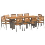 vidaXL Ensemble de salle à manger pour jardin 11 Pièces Gris et marron