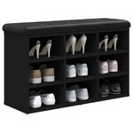 vidaXL Banc à chaussures noir 82x32x50 cm bois d'ingénierie