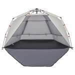 vidaXL Tente de plage 3 personnes gris libération rapide imperméable
