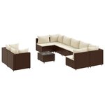 vidaXL Salon de jardin 10 Pièces avec coussins marron résine tressée