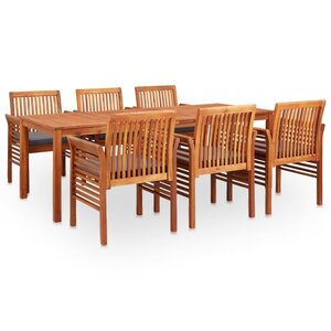 vidaXL Ensemble à manger d'extérieur 7 Pièces et coussins Acacia solide