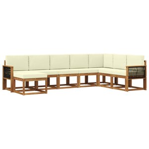 vidaXL Ensemble de canapés d'extérieur 8 pc Naturel et Crème