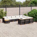 vidaXL Salon de jardin 11 Pièces avec coussins noir résine tressée