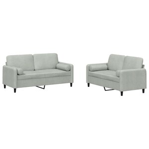 vidaXL Ensemble de canapés 2 Pièces avec coussins gris clair velours