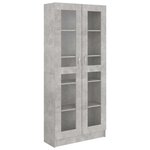 vidaXL Armoire à vitrine Gris béton 82 5x30 5x185 5 cm Bois ingénierie