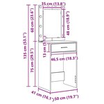 vidaXL Coiffeuse Gris Sonoma 50 x 41 x 135 cm Bois d'ingénierie