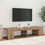 vidaXL Meuble TV avec lumières LED chêne artisanal bois d'ingénierie