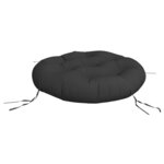 vidaXL Coussin rond noir Ø 60 x11 cm tissu oxford