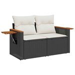vidaXL Salon de jardin 7 Pièces avec coussins noir résine tressée