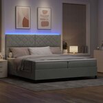 vidaXL Lit à ressort LED avec matelas Gris clair 200 x 200 cm tissu