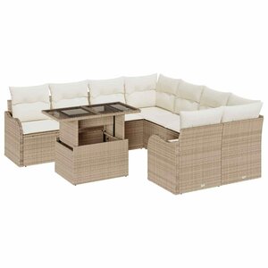 vidaXL Ensemble de canapé de jardin 9 Pièces Beige Poly Rattan
