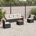 vidaXL Salon de jardin 7 Pièces avec coussins noir résine tressée
