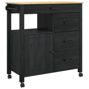 vidaXL Chariot de cuisine MONZA Noir 84 x 40 x 88 5 cm