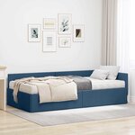 vidaXL Cadre de lit d'angle avec matelas 2 pc Bleu 90 x 190 cm tissu