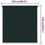 vidaXL Store roulant d'extérieur 220x230 cm Vert foncé PEHD