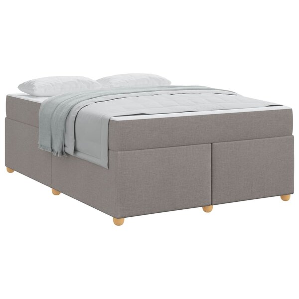 vidaXL Cadre de lit avec matelas Taupe 140 x 200 cm tissu