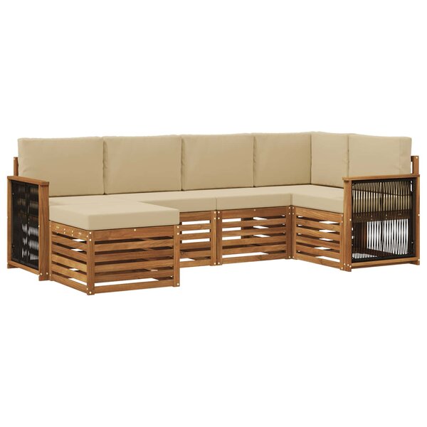 vidaXL Ensemble de canapé d'angle avec coussin 5 Pièces Naturel