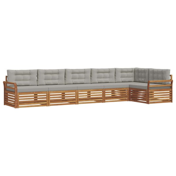 vidaXL Ensemble de canapés d'extérieur 6 pc Gris Naturel et Clair