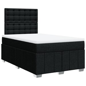 vidaXL Sommier à lattes de lit avec matelas noir 120x190 cm tissu