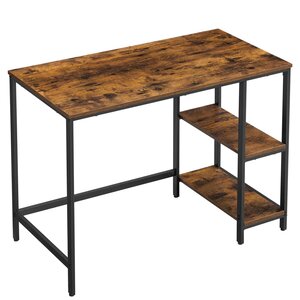 Bureau table informatique table d’étude avec étagère à 2 niveaux 100 x 50 x 75 cm à gauche ou à droite pour bureau salon cadre en métal style industriel marron 12_0004662