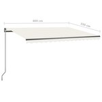 vidaXL Auvent automatique avec capteur de vent et LED 400x350 cm Crème