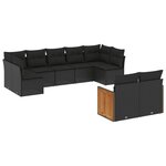 vidaXL Salon de jardin 9 Pièces avec coussins noir résine tressée