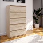 Commode CHELSEA 5 tiroirs - 77 2 x 42 2 x 128 1 - chêne sonoma