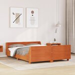 vidaXL Cadre de lit sans matelas cire marron 135x190cm bois pin massif